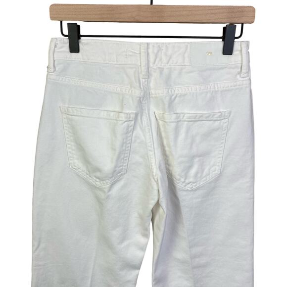 ZARA Womens Size 0 White Wide leg Jeans Mid-Rise Loose Fit Summer Raw Hem Denim - Picture 6 of 9